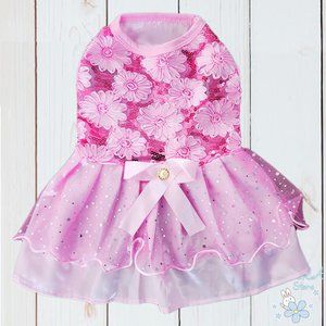 NEW CUTE EMBROIDERY SEQUINS DOG COSTUME CLOTHES BIRTHDAY PARTY WEDDING DRESS